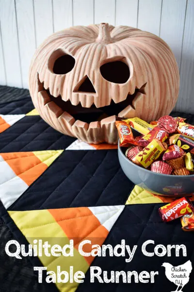 60 degree ruler quilted candy corn Halloween table runner decoration