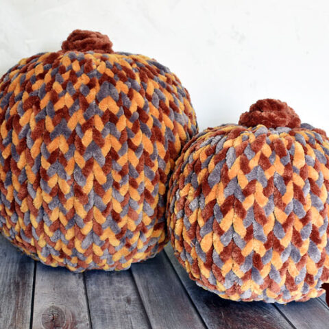 chenille yarn covered pumpkins