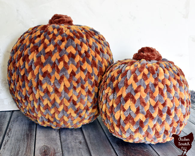 chenille yarn covered pumpkins