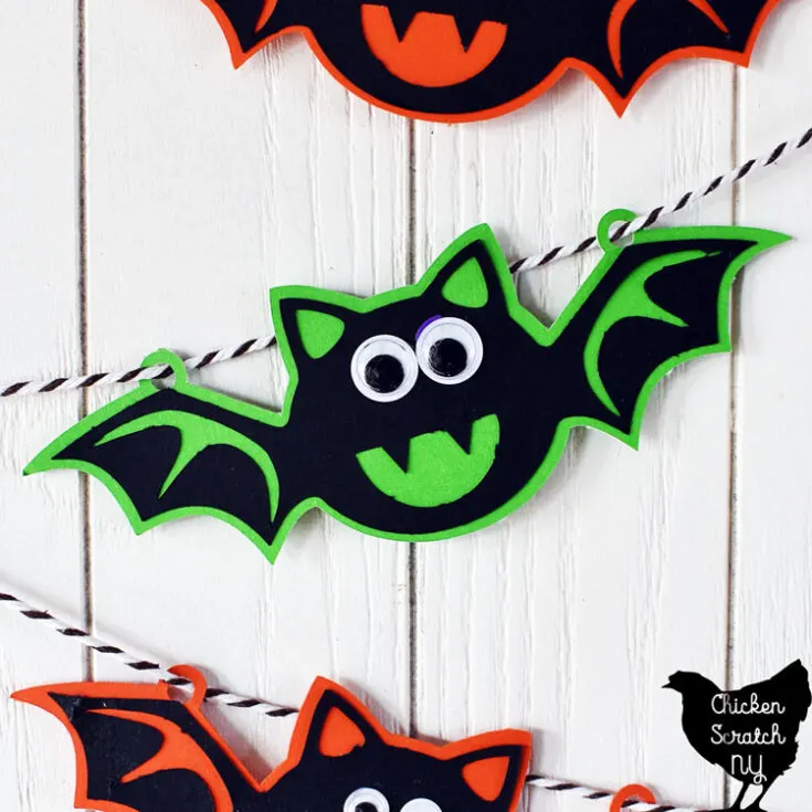 close up view of bat from paper Halloween bat banner