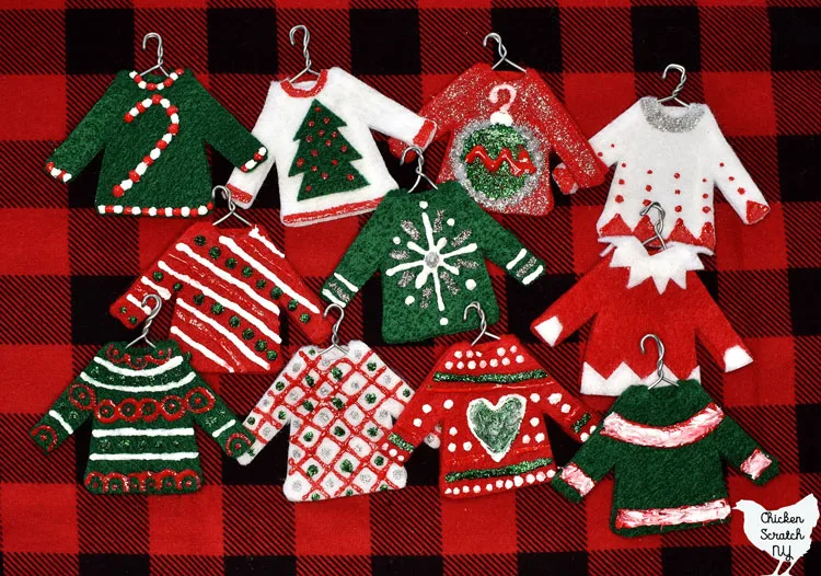 felt Christmas sweater ornaments