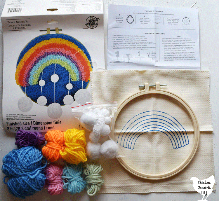 rainbow yarn punch needle kit supplies from Michael's