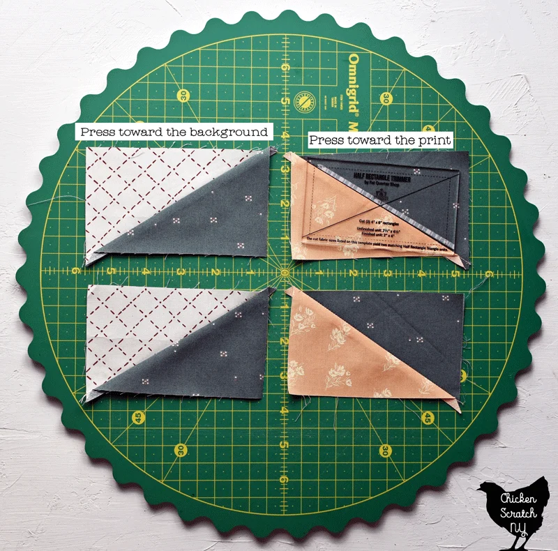 rotating mat with four hlaf rectangle quilt blocks with trimmer