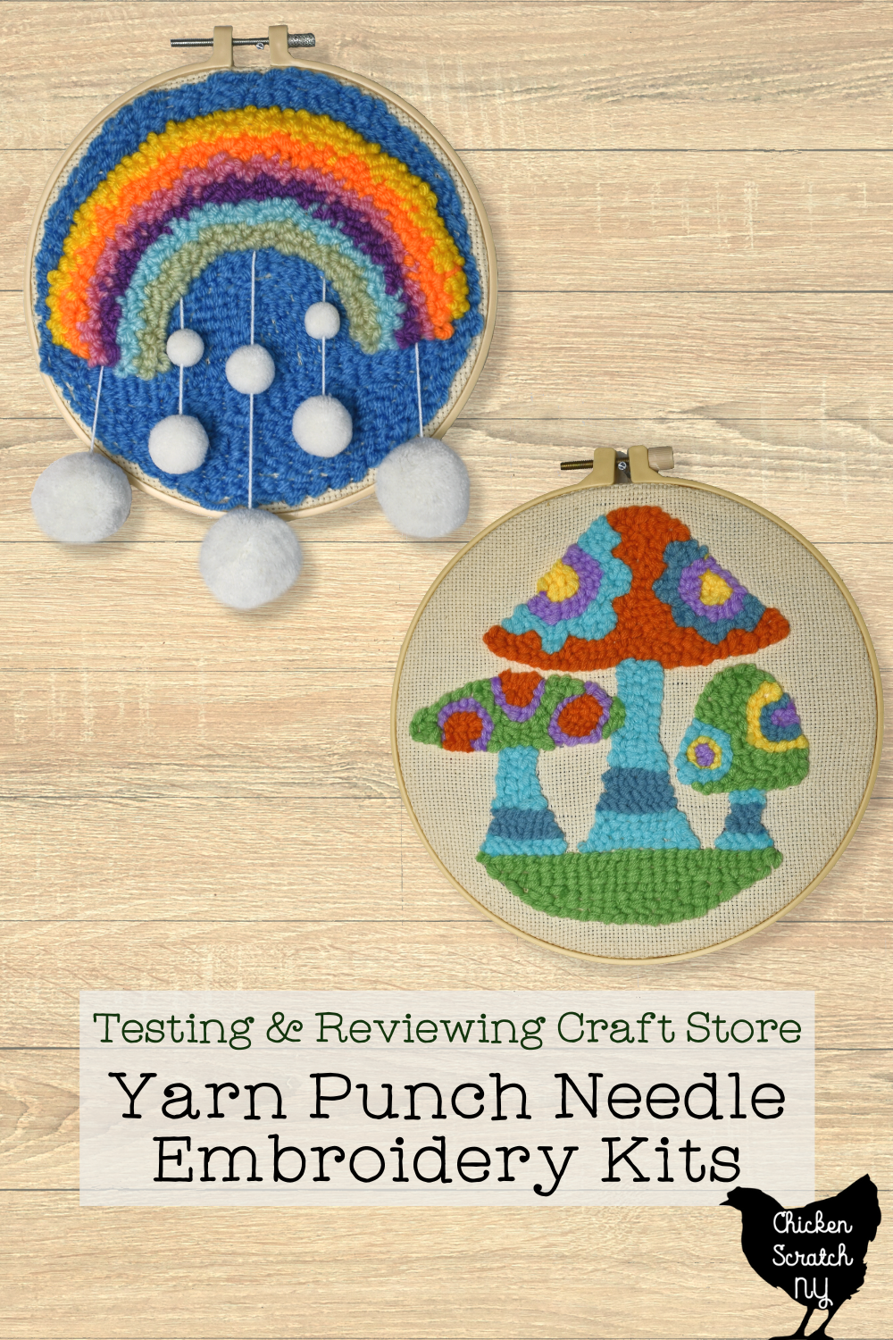 DIY Punch Needle Painting Kit With Embroidery Hoop Yarns For