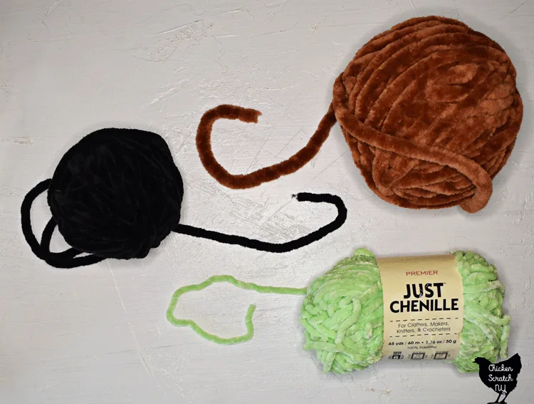 3 different types of chenille yarn