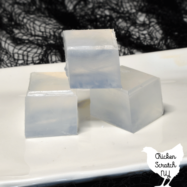 cubes of clear melt and pour soap base