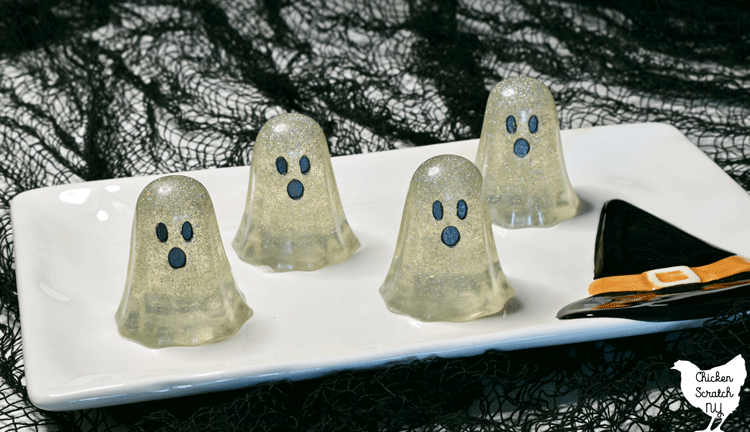 plate of holographic glitter ghost soaps