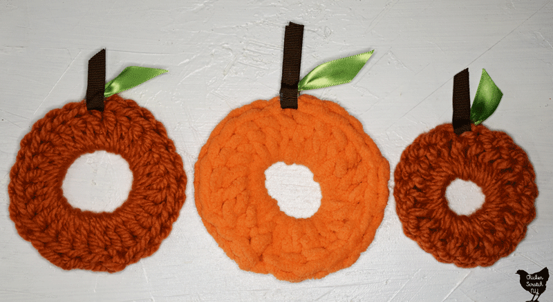 trio of pumpkin scrunchies