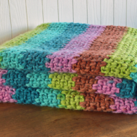 moss stitch blanket made with Caron Anniversary Cake in Wildflowers