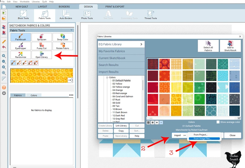 how to import files into electric quilt