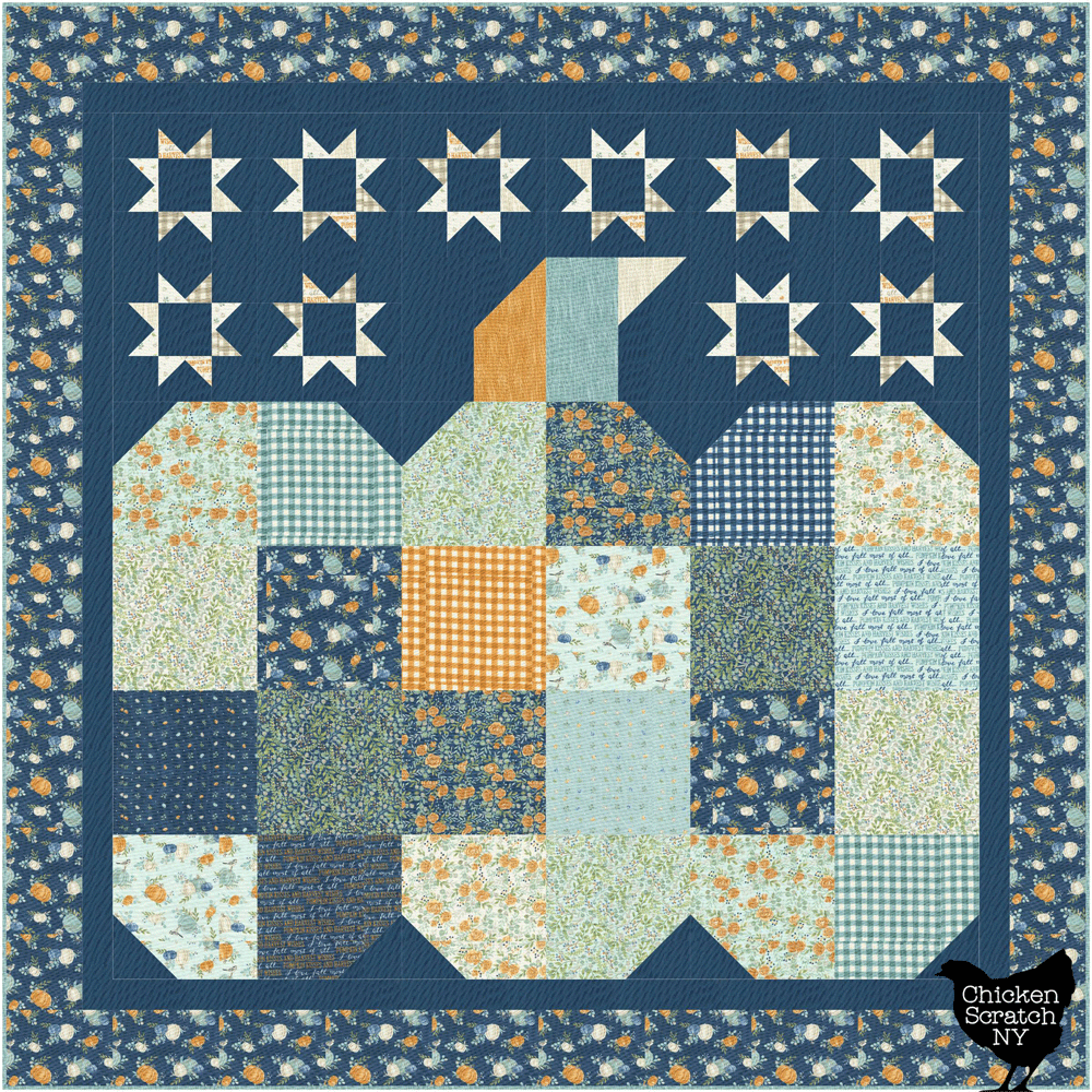 The Great Pumpkin Quilt from Chicken Scratch NY mocked up in Harvest Wishes Fabric