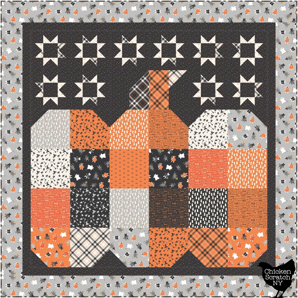 The Great Pumpkin Quilt from Chicken Scratch NY mocked up in Hey Bootiful