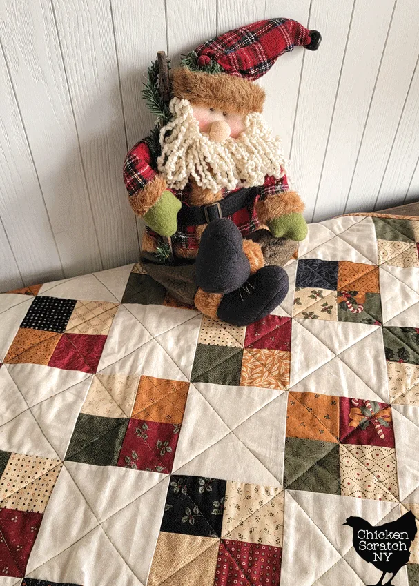 Christmas version of the charm pack Magic 4 patch quilt "Alfred"