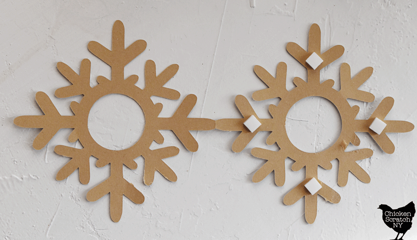 inside of snowflake ornament showing placement of foam stickers