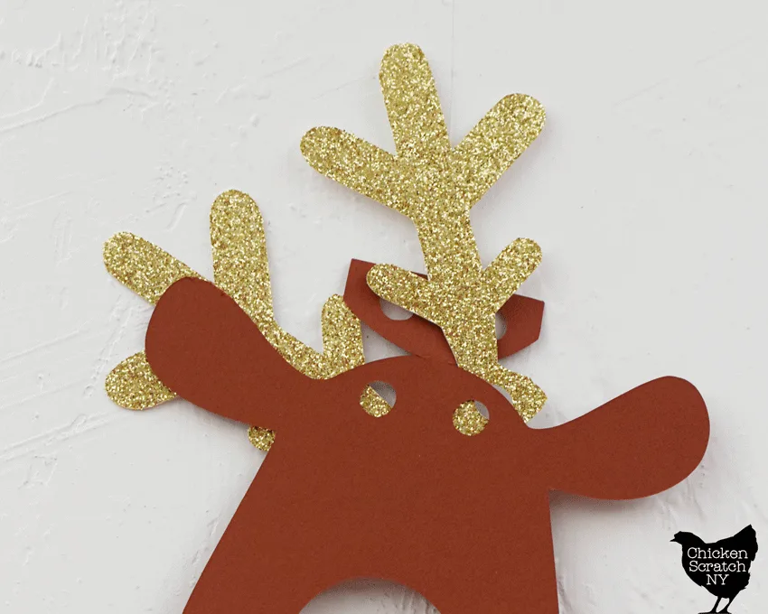 slide in antlers on reindeer truffle nose ornament