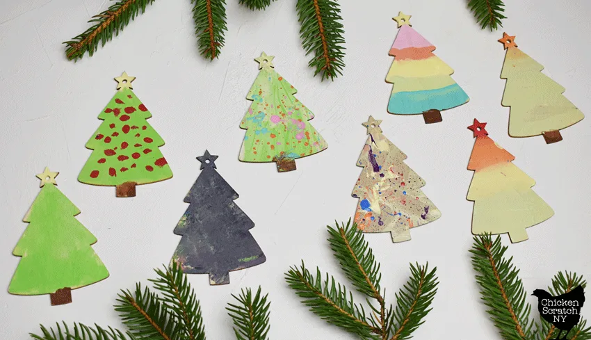 8 hand painted Christmas Tree ornaments