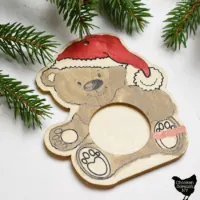 teddy bear ornament painted to look like childhood toy