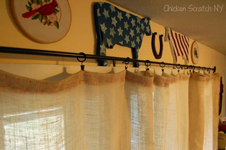 burlap curtains farm decor